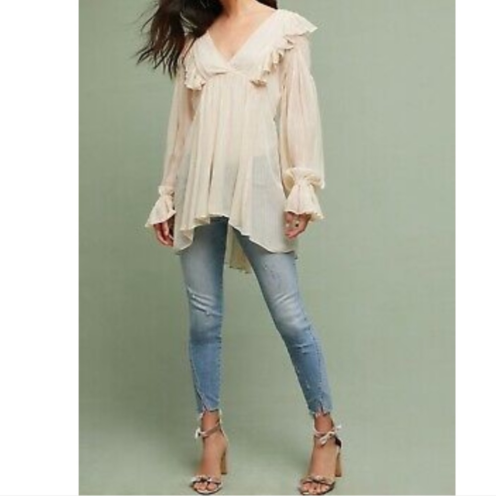 Anthropologie Maeve Wynne Ruffle Tunic Size 8 - Picture 2 of 11